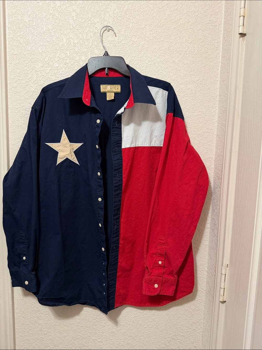 Sun River Men's Colorblock Star Button-Down Shirt - Navy/Red/White